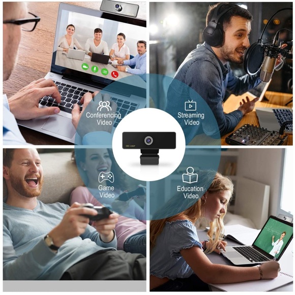 Webcam with Microphone, 1080P HD Webcam Streaming Computer Camera, USB Webcam - Picture 2 of 7